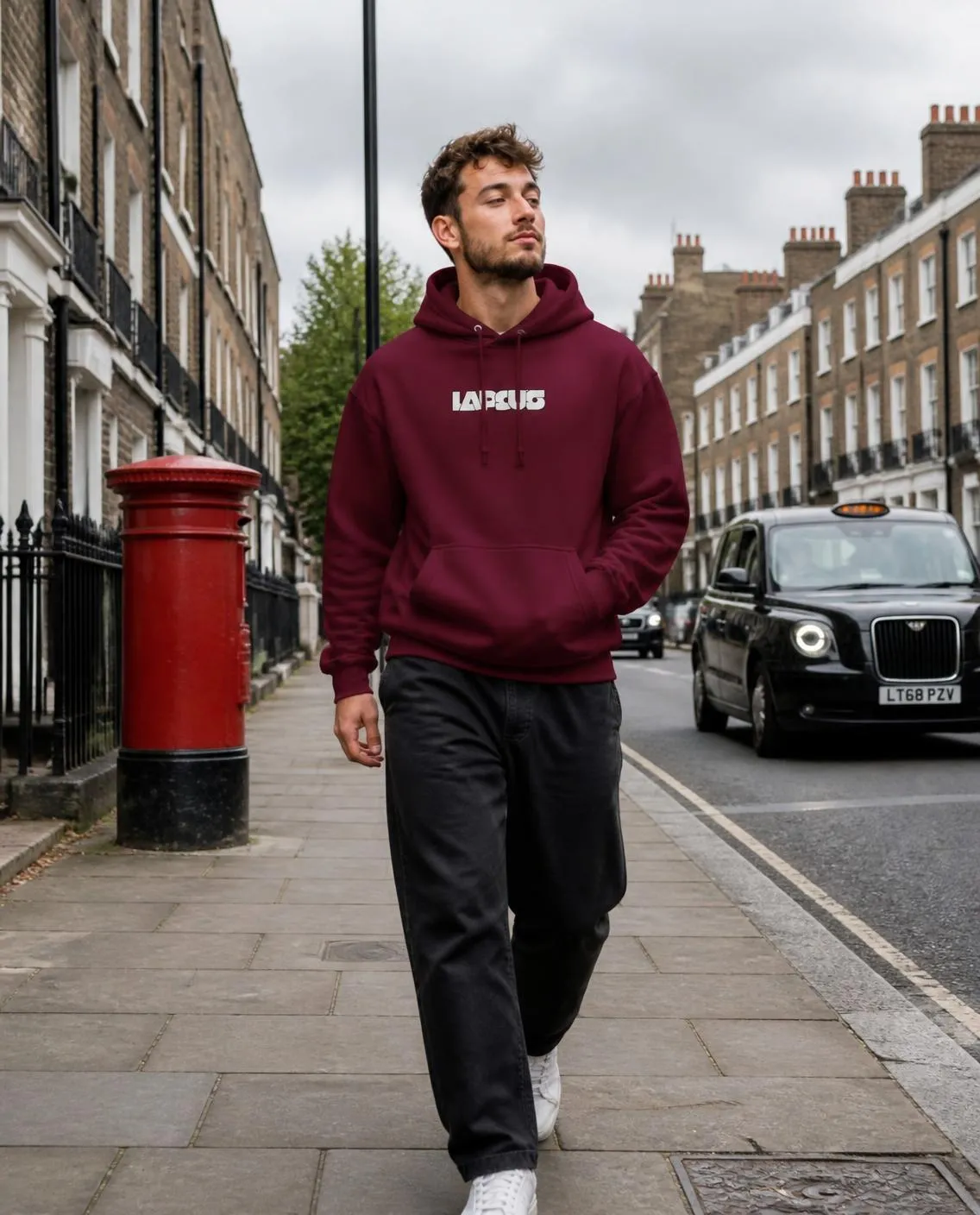 Burgundy hoodie in London